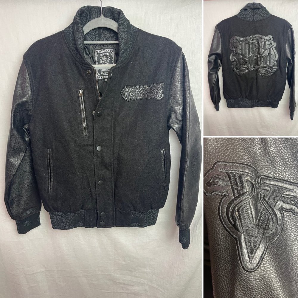 Varsity Jacket - Black + Paisley [SIZE MEDIUM]